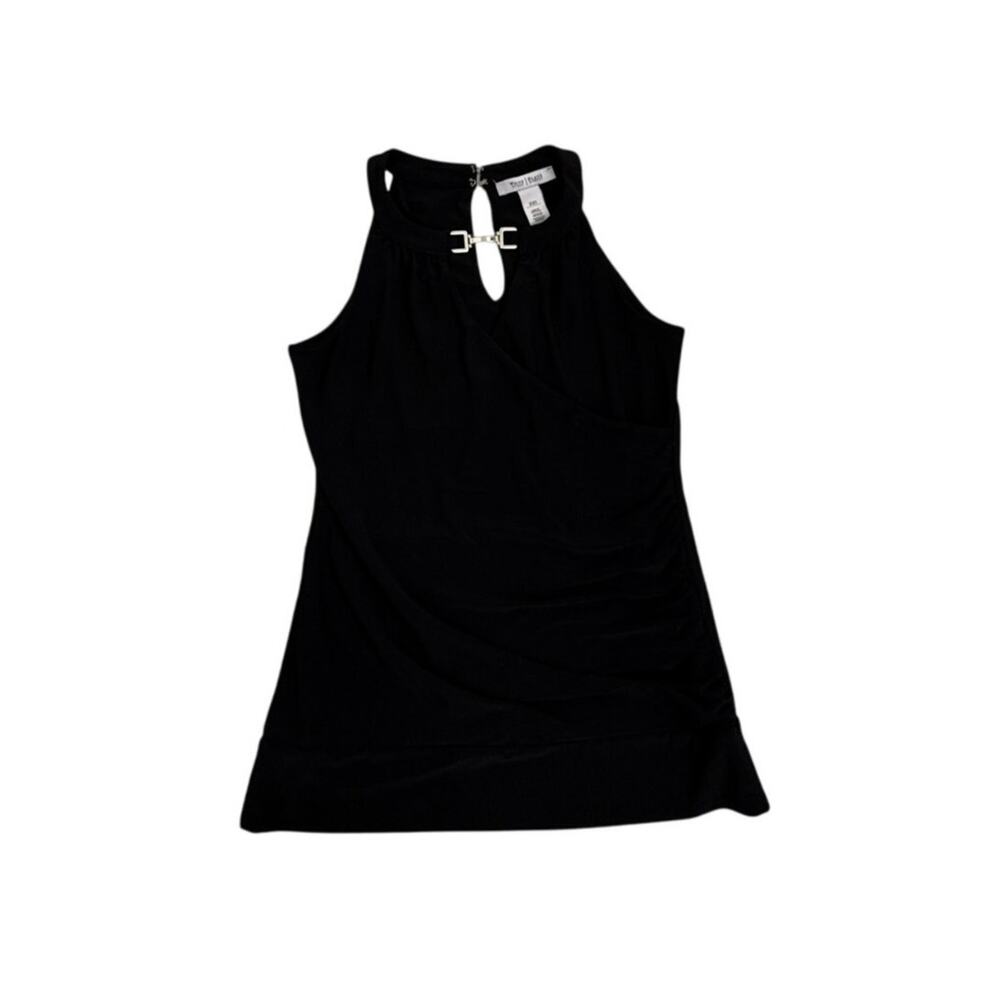 WHBM White House Black Market Black Silver Detail Sleeveless Blouse Tank XXS